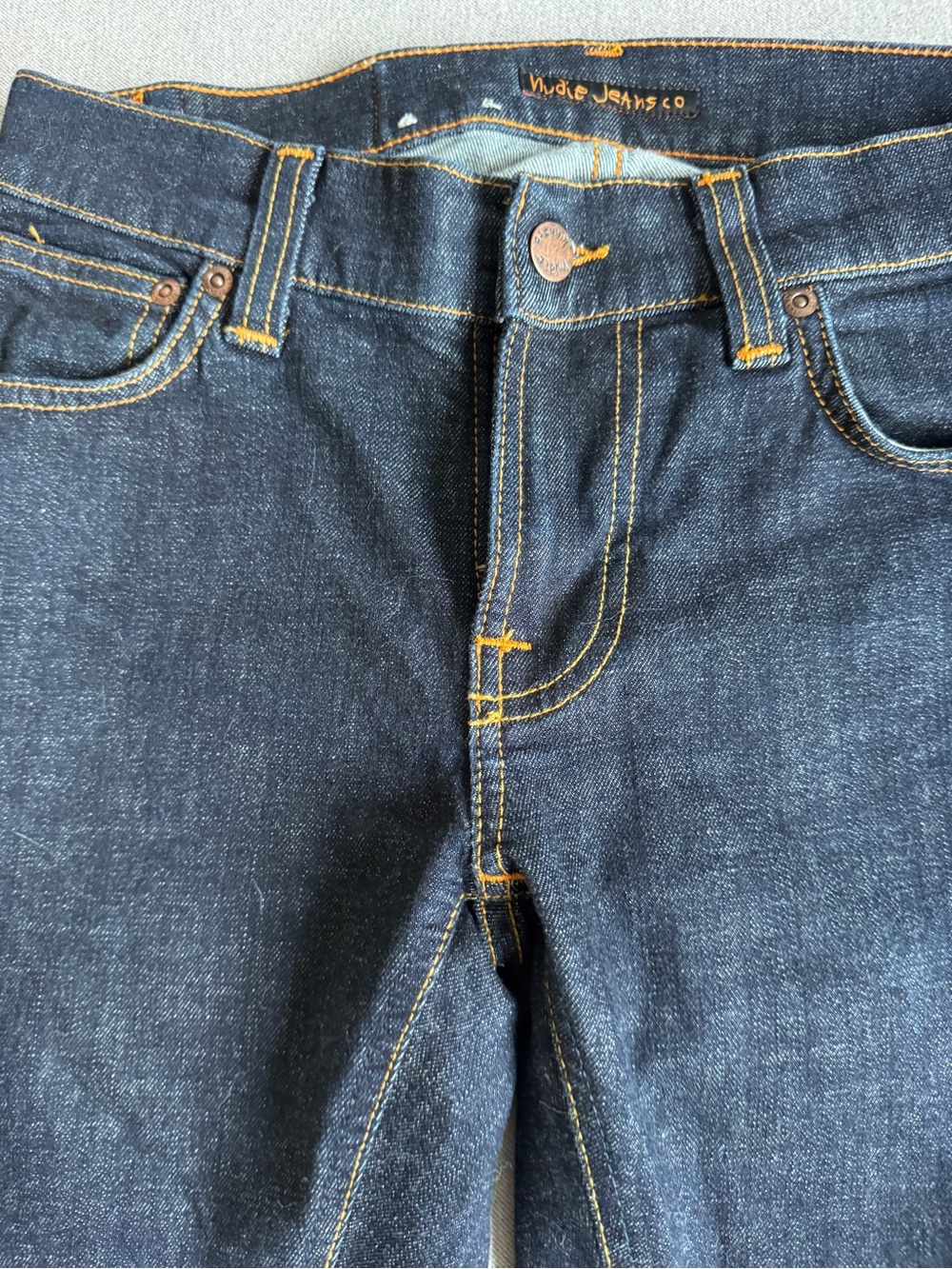 Nudie Jeans Dark Indigo Slim Straight Jeans with Contrast Stitching